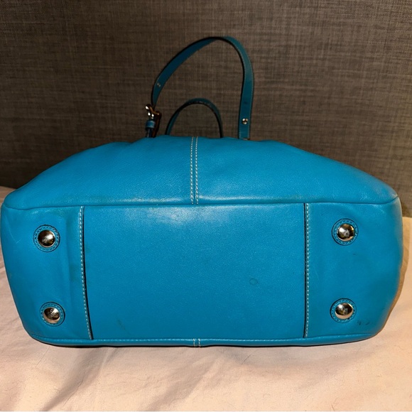 Coach 🩵 Blue Leather Tote Bag - Picture 4 of 12